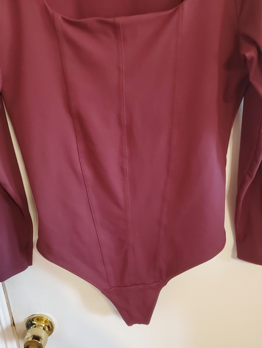 Abercrombie & Fitch Soft A&F Square neck Burgundy ‘corset’ BodySuit Size XL - Picture 4 of 10